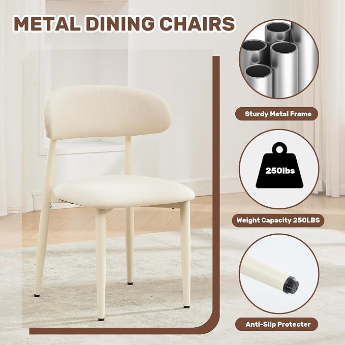 UVV Dining Chairs Set of 6, Metal Kitchen Chairs - Image 7