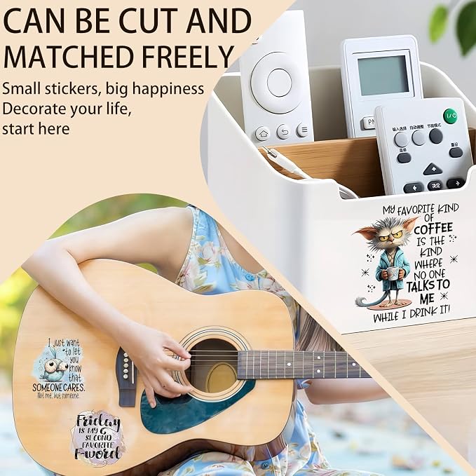 4 Sheets Rub on Transfers for Crafts, Animal Satirical Quotes Furniture - Image 6