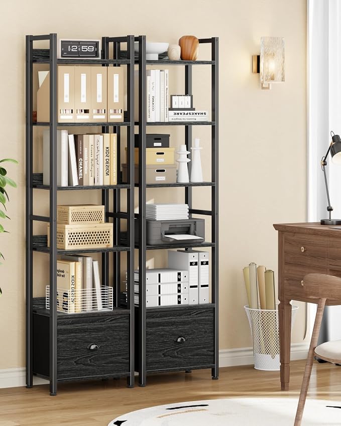 Furologee Book Shelf Set of 2, 6 Tier Tall Shelf - Image 5
