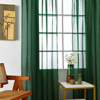 SpaceDresser Basic Rod Pocket Sheer Voile Window Curtain Panels Foliage Green 1 - Image 6