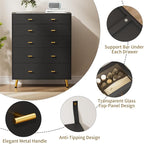 Drawer Dresser with LED Lights, 30.7" W x 39" H Tall Tempered Glass Top Dresser - Image 8