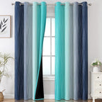Navy Blue and Teal Gradient Blackout Curtains by ESTELARTEXTILER