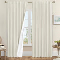 100% Blackout Linen Curtains 95 Inches Long 2 Panels, 60 x 95 Inch | Ivory by LAMIT