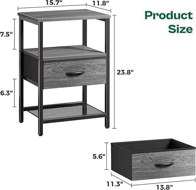 Huuger Nightstand Set of 2, Night Stand - Image 3