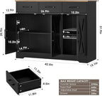 HOSTACK Modern Farmhouse Buffet Sideboard Cabinet, Barn Doors Storage Cabinet - Image 3