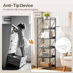 HOOBRO Bookshelf, 6-Tier Industrial Bookcase, Book Shelf Storage Organizer - Image 7
