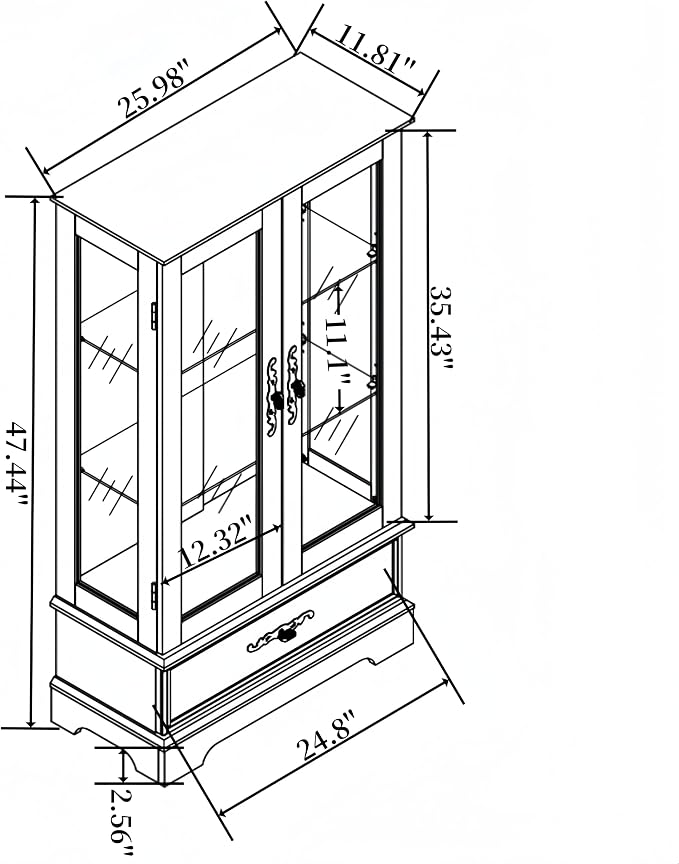Lighted Glass Cabinet, Curio Display Cabinet - Image 2