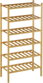 ROMGUAR CRAFT 6-Tier Bamboo Small Shoe Rack, Free Standing Wood Shoe Shelf - Image 7