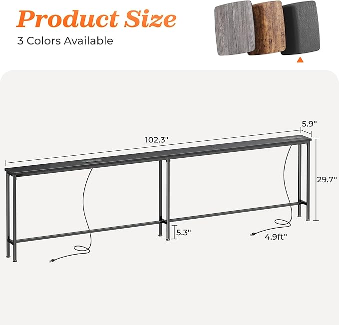 SUPERJARE 102 Inch Sofa Table - Image 3