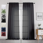 Chyhomenyc 2 Panels Solid Color Sheer Window Curtains 108 Inches Long, Elegant by Chyhomenyc