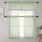 Cafe Curtains 36 Inch Length Tier 2 Pieces, Modern Soft Airy Sheer Kitchen - Image 8