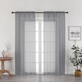 Grey Sheer Curtains 72 Inches Long 2 Panels, Transparent Voile Sheer Curtain by OWENIE