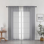 Grey Sheer Curtains 72 Inches Long 2 Panels, Transparent Voile Sheer Curtain by OWENIE