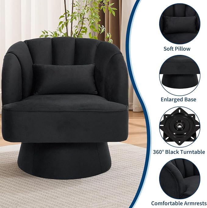 Garvee Ultra-Plush Swivel Accent Chair, 360° Barrel Lounge Chair - Image 5