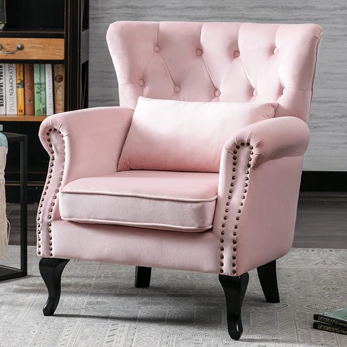 Mid Century Accent Chair for Living Room, Velvet Button Tufted Armchair - Image 2