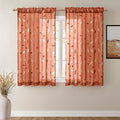 MIULEE Burnt Orange Sheer Fall Curtains 2 Panels Leaf Patterned, W52 x L54 | by MIULEE