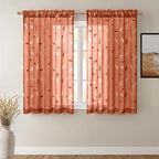 MIULEE Burnt Orange Sheer Fall Curtains 2 Panels Leaf Patterned, W52 x L54 | by MIULEE