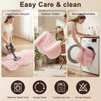 duduta Pink Faux Fur Rug 2x3 ft, Small Fluffy Bedside Rug Seat Covers | Shag - Image 4