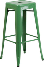 Flash Furniture Lily 4 Pack Commercial Grade 30" High Backless Green Metal - Image 7
