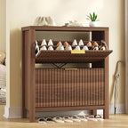 YOMILUVE Shoe Cabinet Storage for Entryway, Fluted Shoe Cabinet - Image 3