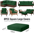 8Pcs Outdoor Cushion Covers, Stretch Patio Furniture Couch Chair Slipcovers | - Image 2