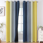 Navy Blue and Yellow Ombre Blackout Curtains - Image 2