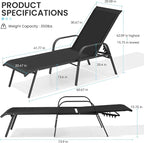 Crestlive Products Outdoor Chaise Lounge Chair, 5-Position Pool Lounge Chairs - Image 2