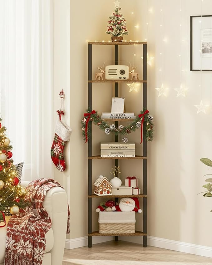 TUTOTAK Corner Shelf, 6-Tier Corner Bookshelf - Image 7