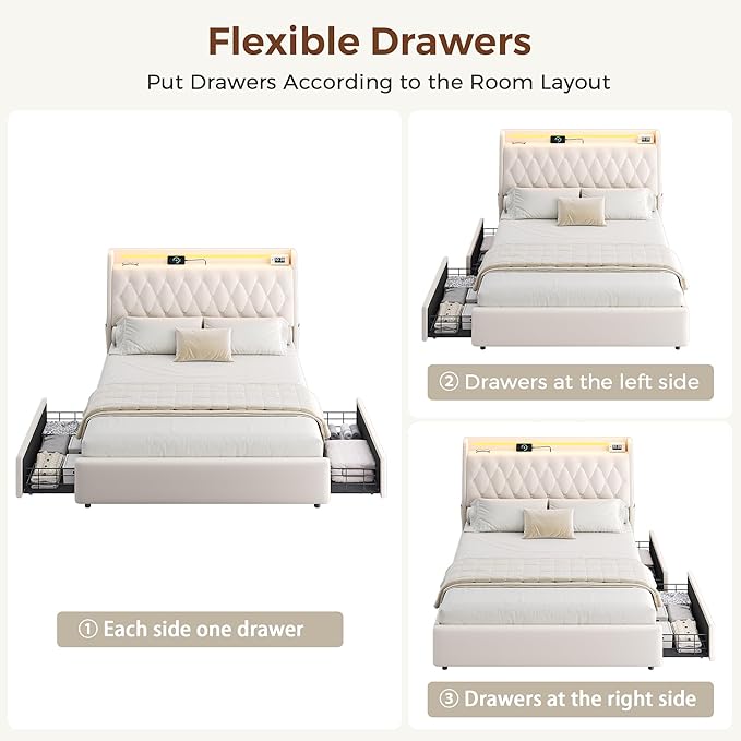 Queen LED Velvet Bed Frame - Image 5