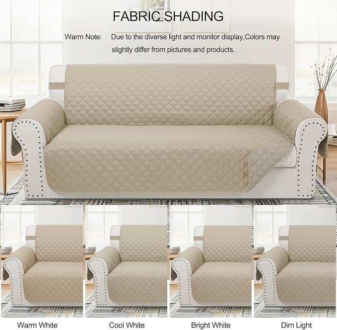 Reversible Loveseat Couch Sofa Covers, Sand/Beige | Loveseat Covers - Image 8