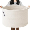 115L Extra Large Woven Cotton Rope Blanket Basket by HZFTJOY