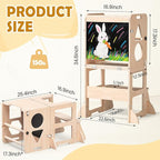 Woodure 4-in-1 Toddler Kitchen Step Stool, Foldable Learning Standing Tower - Image 6