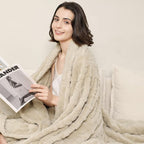 Aganear Fleece Throw Blanket for Bed Couch 90"x90" Khaki | Lightweight Fuzzy - Image 4