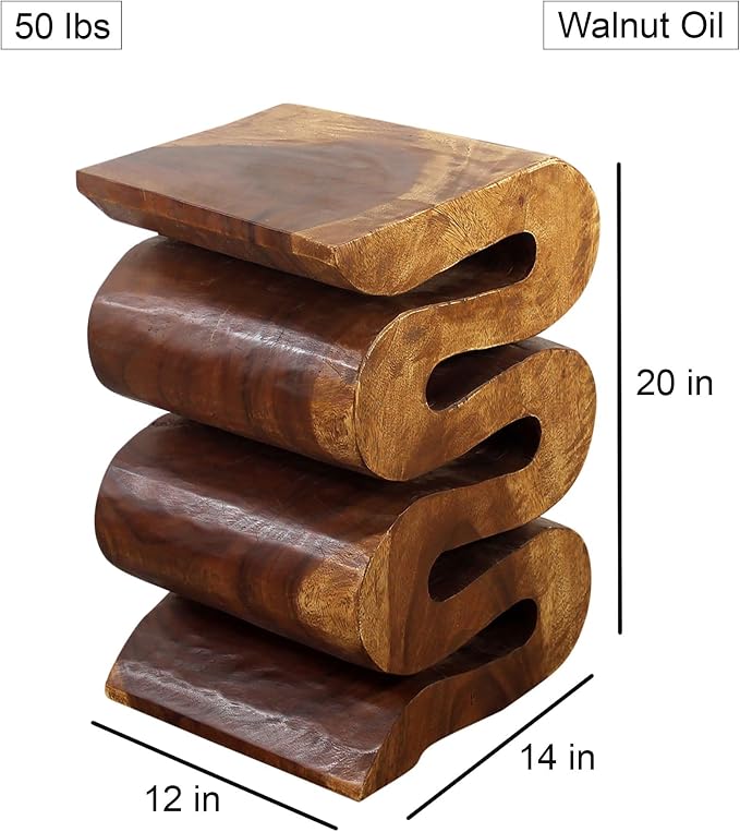 Haussmann Wood Wave Verve Accent Snake Table 12x14x20 in H Walnut Oil - Image 3