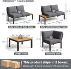 JOYURE 4-Piece Patio Furniture Set, Metal Outdoor Sectional Sofa - Image 2