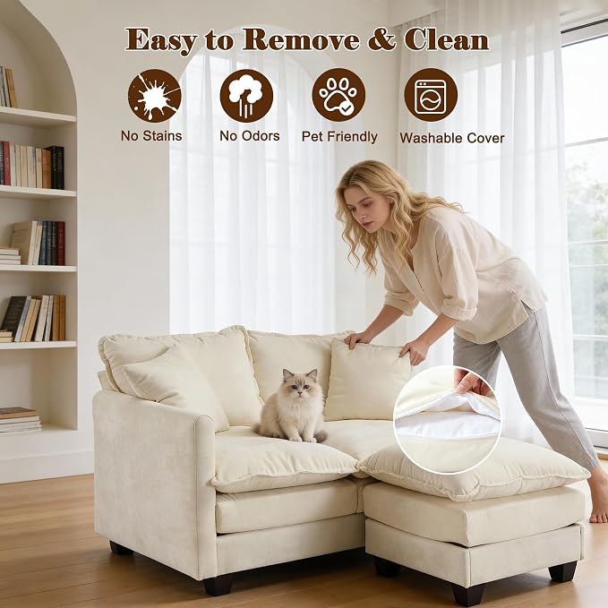 Loveseat Sofa with Ottoman - Image 4
