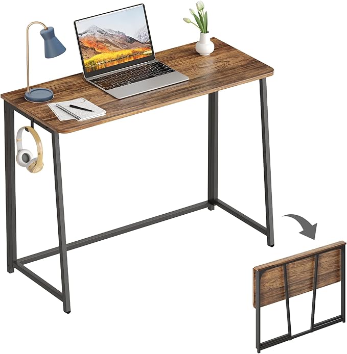 WOHOMO Folding Desk, Small Writing Desk 39.4", Space-Saving Foldable Laptop by WOHOMO