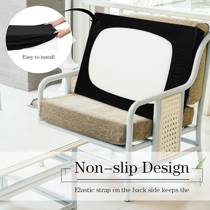 Newwiee 8 Pcs Stretch Patio Outdoor Cushion Covers Replacement, Elastic Fit and - Image 7
