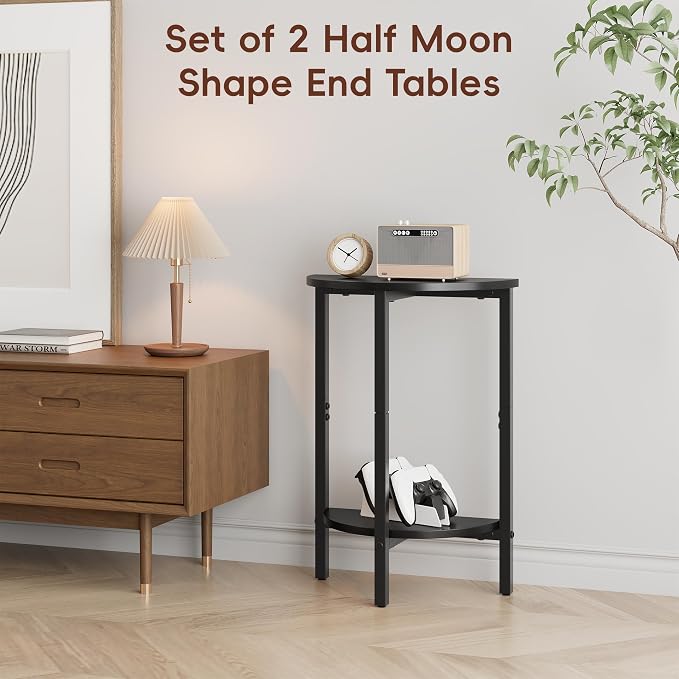 Vagusicc Side Table, Small End Table, 2 Tier Couch Side Tables, Small Round - Image 7