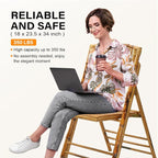 VINGLI Bamboo Folding Chair, Foldable Dining Wood Chairs Comfortable Seat - Image 8
