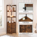 HOOBRO Corner Shelf with Storage, Tall Corner Cabinet, 5-Tier Bookshelf Stand - Image 5