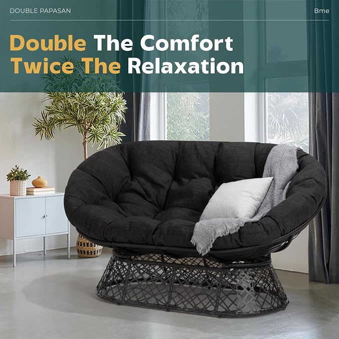 Bme Double Papasan Chair, 600lbs Capacity, Ergonomic Design, Soft Thick Fabric - Image 5