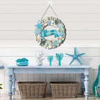 Wesiti Summer Coastal Shell Wreath 12 Inch Wooden Welcome Wreath - Image 4