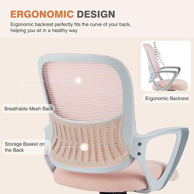 Sweetcrispy Ergonomic Mid-Back Mesh Home Office Desk Chair - Image 3