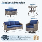 12 Piece Patio Furniture Set-High Back Outdoor Furniture Set Sectional Sofa - Image 8