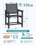 SERWALL Outdoor Dining Chairs Set of 2, All-Weather HDPE Textilene Sling Dining - Image 2