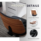 Armless Home Office Chair with Wheels, PU Leather Adjustable Height Computer - Image 5