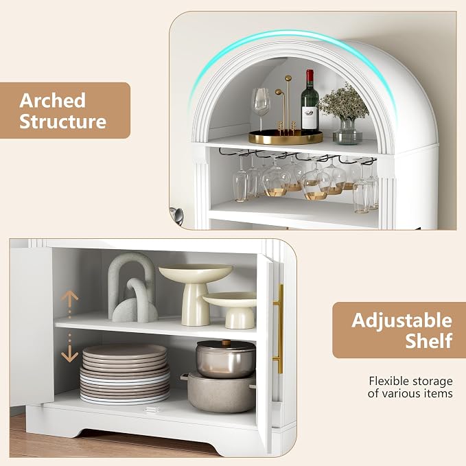 Vlsrka 71" Tall Arched Wine Bar Cabinet - Image 7