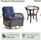 Aoxun 3 Pieces Patio Furniture Set, Patio Swivel Rocker Chairs Set of 2 - Image 7