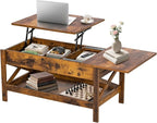 Lift Top Coffee Table with Storage, Small Coffee Table with Hidden Compartment by TimelessWarmth